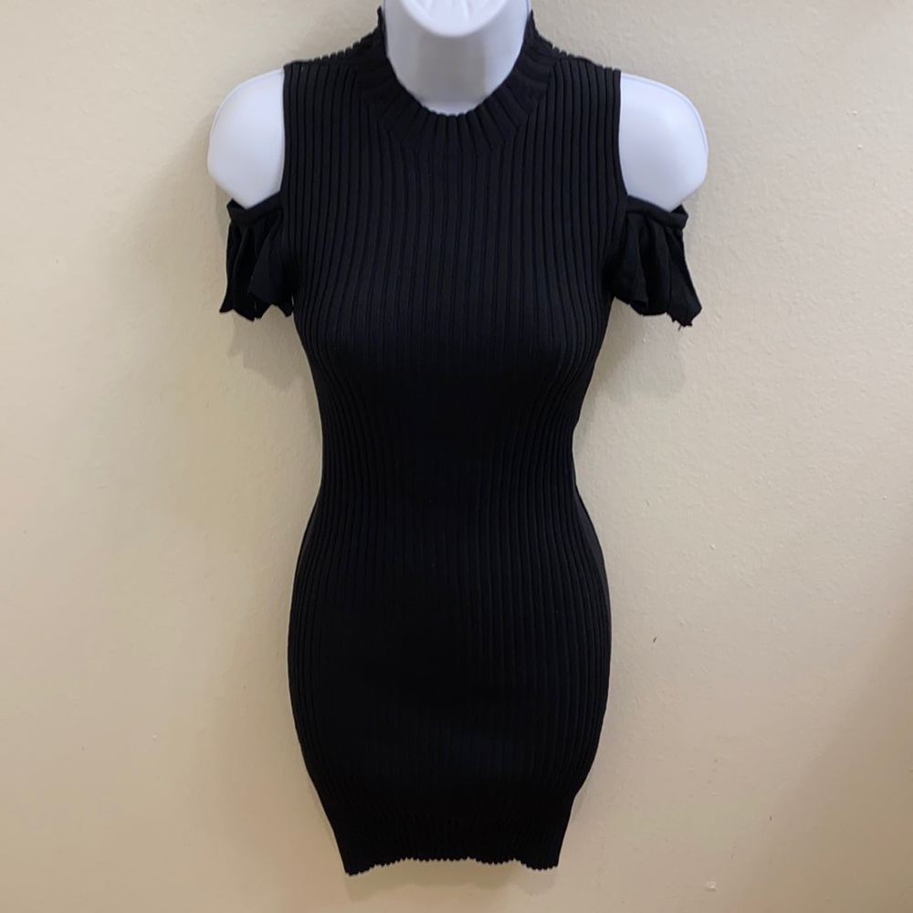 Maje Knit Black Cocktail Mini Dress 1
